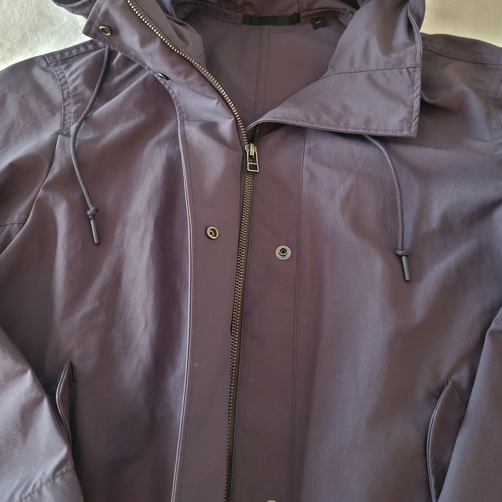 Uniqlo Cotton Blend Purple Eggplant Jacket Raincoat Parka Size S - Picture 5 of 9